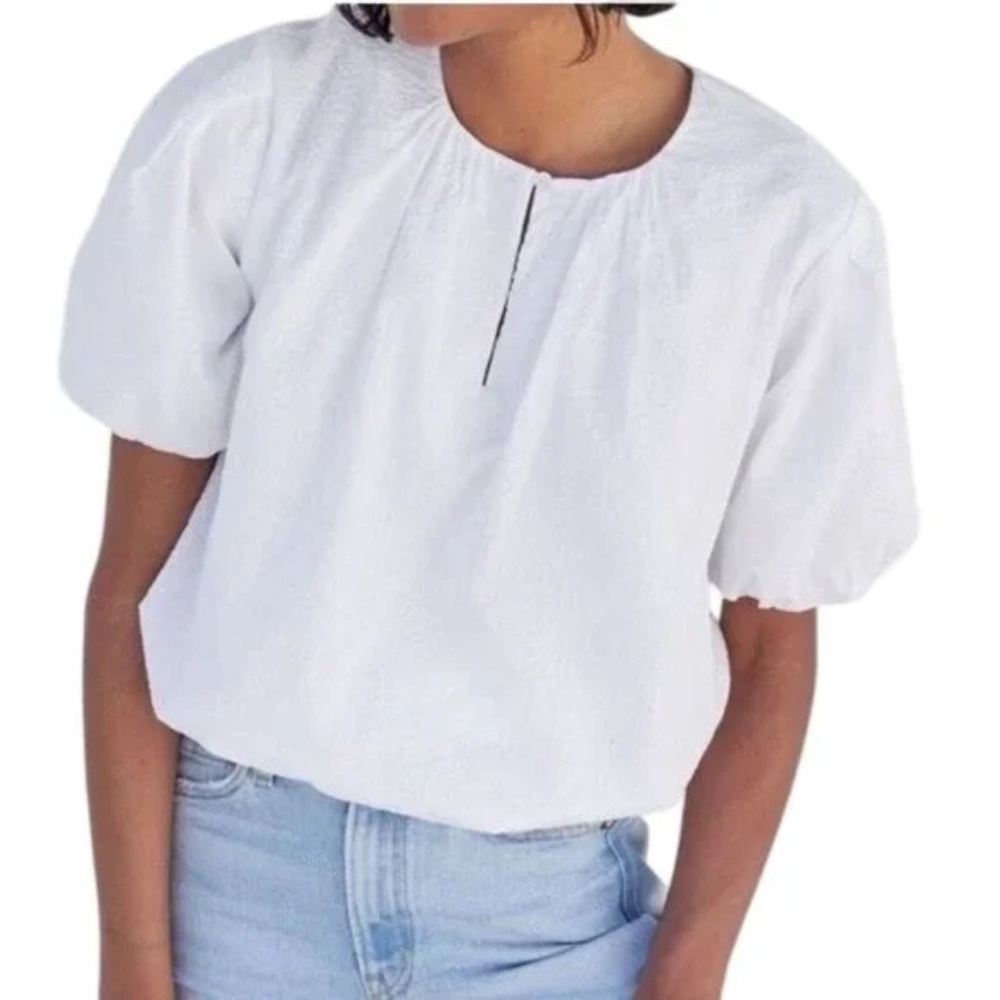 AYR The Puff Puff Sleeve Top Blouse - White Small